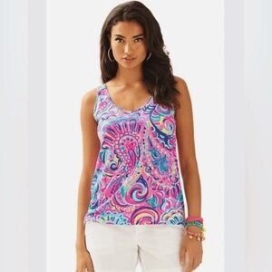 Lilly Pulitzer Kinsey Paisley Tank Top Size XL Multi Psychedelic Sunshine